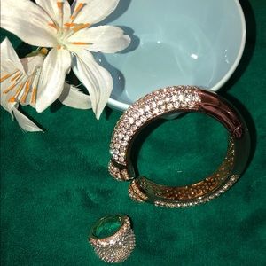 Joan Boyce rhinestone bracelet rose gold tone